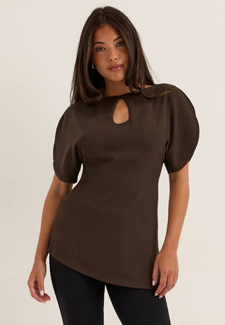 Rounded Sleeve Blouse Brown