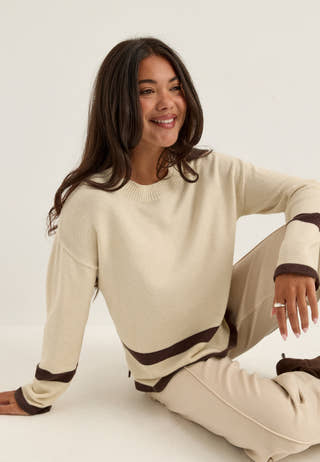 Viril O-neck Oversize L/S KNIT TOP Beige