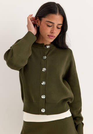 Vmnoella Ls O-neck Cardigan Green