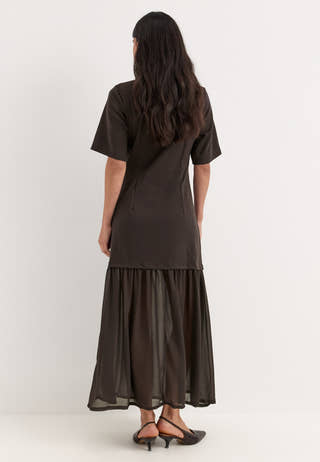 Vmbrenda 2/4 O-NECK ANKLE DRESS Brown