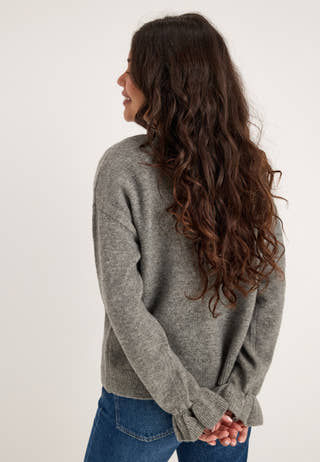 Pcsally Ls Frill Cuff Knit Grey