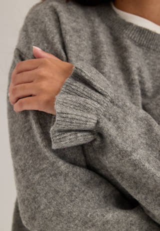 Pcsally Ls Frill Cuff Knit Grey