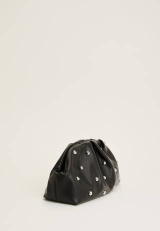 Gathered Stud Clutch Silver