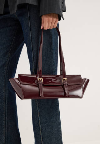 High Shine Buckle Bag Red