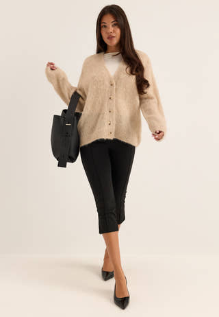 Objharry L/S LO KNIT CARDIGAN Beige