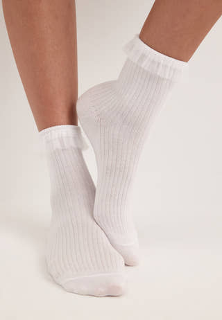 Pcellinor Tulle Edge Socks White