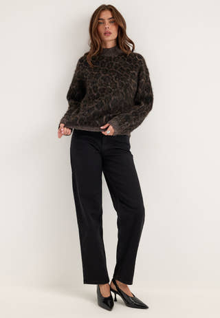 Pcelina Ls High Neck Knit Brown