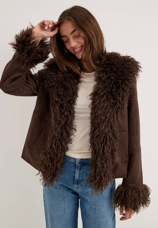 Pcnanna Brushed Short Jacket Brown