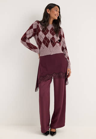 Vmhalo Ls O-neck Argyle Cardigan Purple