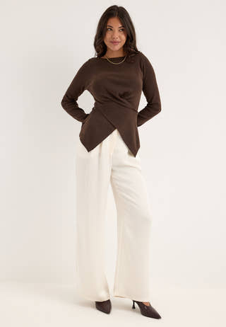Vmsiena Ls Boatneck Wrap Pullover Brown