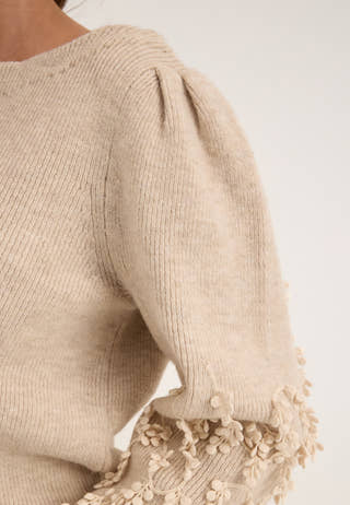 Objjucca L/S RE KNIT PULLOVER Beige