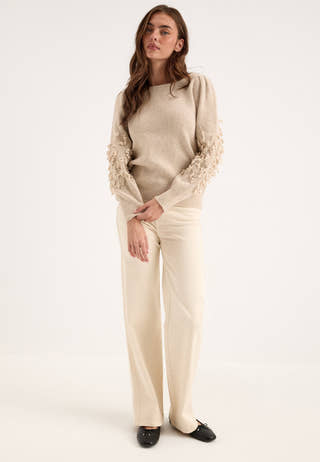 Objjucca L/S RE KNIT PULLOVER Beige