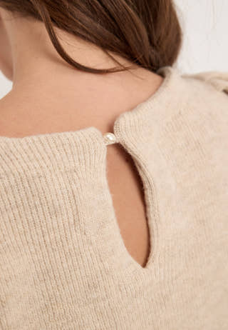Objjucca L/S RE KNIT PULLOVER Beige