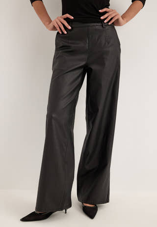 Objlisa Belle Wide Coated Pants Black