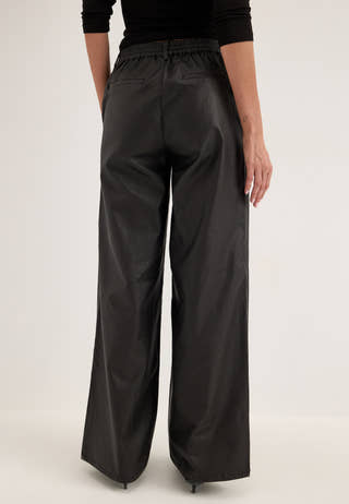 Objlisa Belle Wide Coated Pants Black