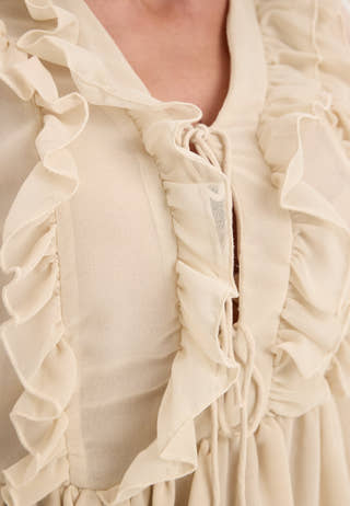 Onlseitre L/S FRILL TOP CC WVN White