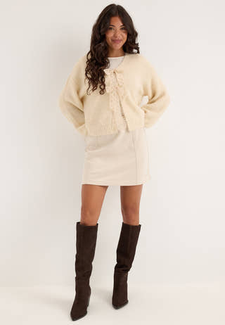 Onlnellie Ls V-neck Cardigan Beige