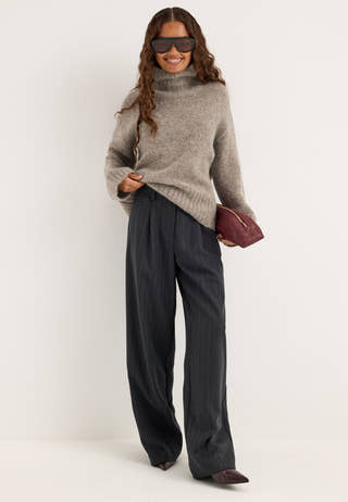 Slwgabriella Ls Knit High Neck Beige