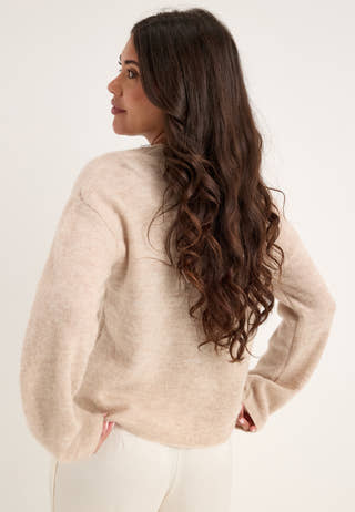 Slwlulu Ls Duffle Knit Cardigan Beige