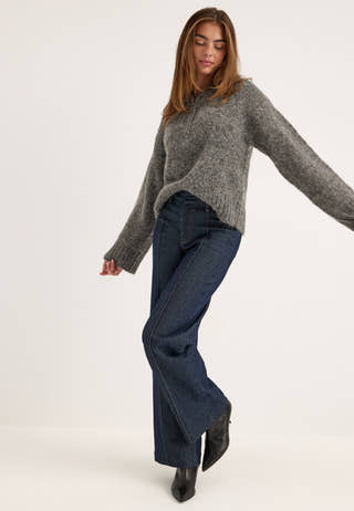 Slwanjuli Ls Knit Half Zip Grey