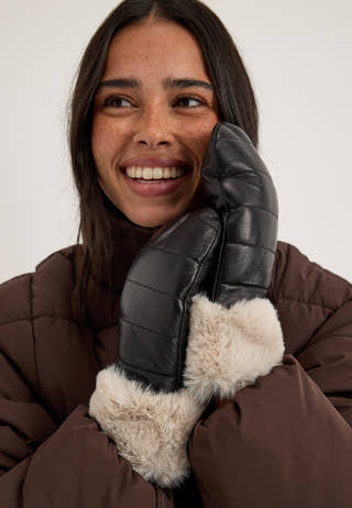 Bydalen Leather Mittens Black