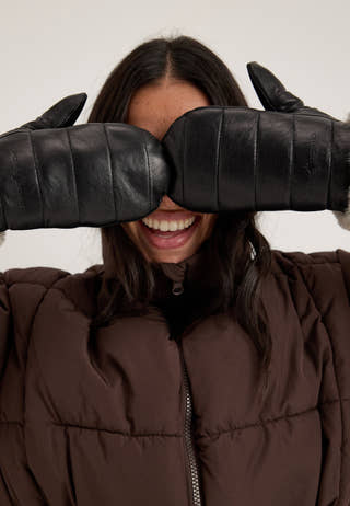 Bydalen Leather Mittens Black