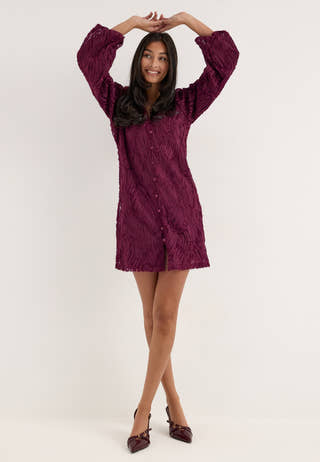 Objlucie Luka L/S RE DRESS Red