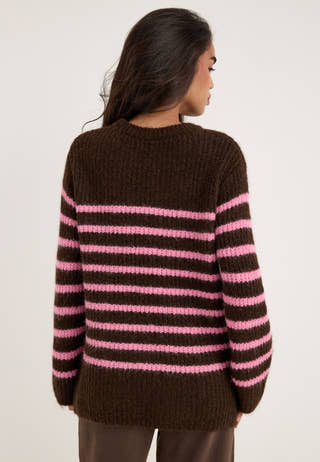 Onlmaggie Ls Long O-neck Cc Knt Brown