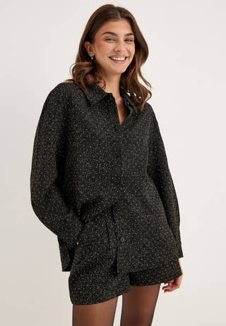Onlyule L/S RHINESTONE SHACKET Black