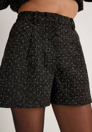 Onlyule Hw Rhinestone Shorts Black