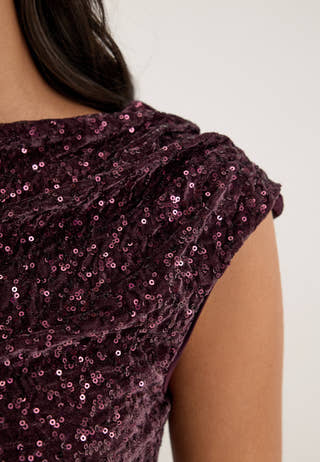 Onlnoxley Sl Sequin Top Wvn Red
