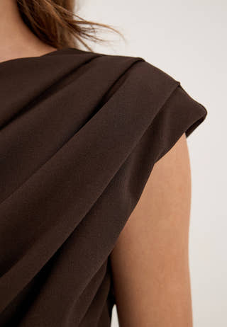 Asymmetric Draped Top Brown