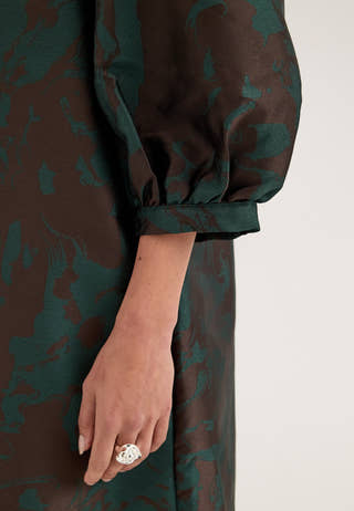 Vilenuna O-neck 3/4 Short Dress Green