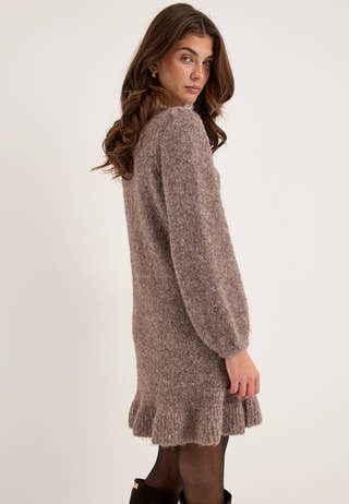 Vibows L/S PEPLUM KNIT DRESS Grey