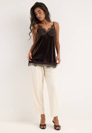Vialindra Singlet Long Top Brown