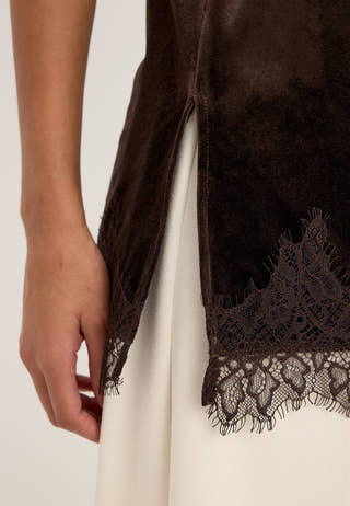 Vialindra Singlet Long Top Brown