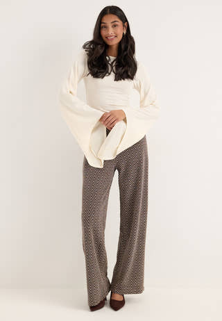 Pcfina Hw Wide Pants Jrs Brown