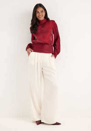 Vmpolly Ls High Neck Top Red
