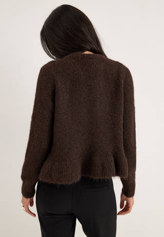 Vibows L/S Flounce Knit Cardigan Grey