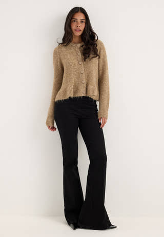 Vibows L/S Flounce Knit Cardigan Grey