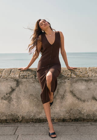 knitted dresses for sale Karen Millen Petite Figure Form Bandage One Shoulder Fringe Mini Knit Dress in Silver