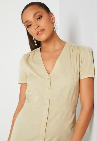 Button Front Midi Dress