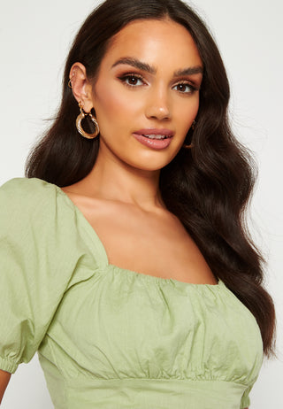 Puff Sleeve Cropped Top