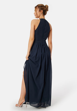 High Neck Maxi Dress With Split