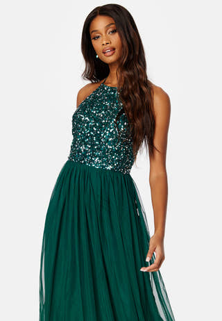 High Neck Sequin Maxi Dress