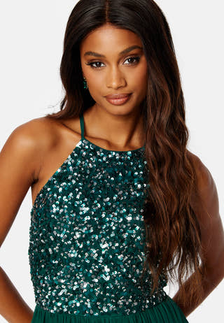 High Neck Sequin Maxi Dress