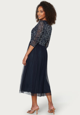 Sequin Bodice Mid Dress