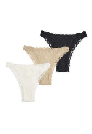 3-pack Ginnie Lace Edge Brazilian