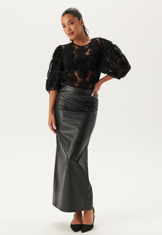 3D Flower Puff Sleeve Blouse