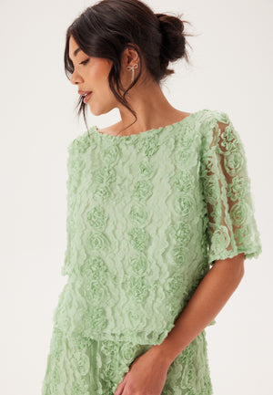 3D Flower Kortermet Bluse